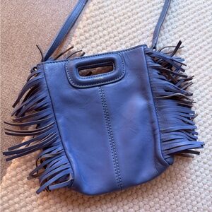 Maje M Mini Bag with Fringing - Baby Blue